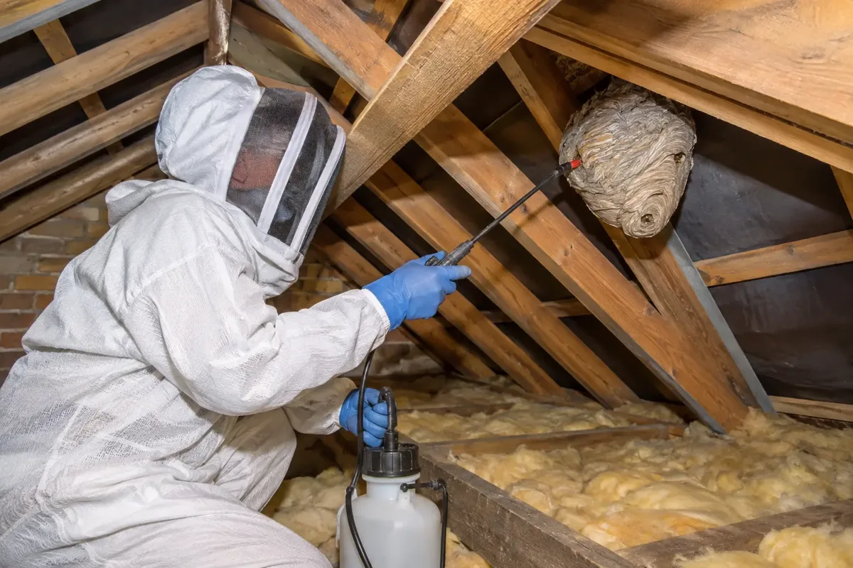 Professional wasp treatment in a loft space