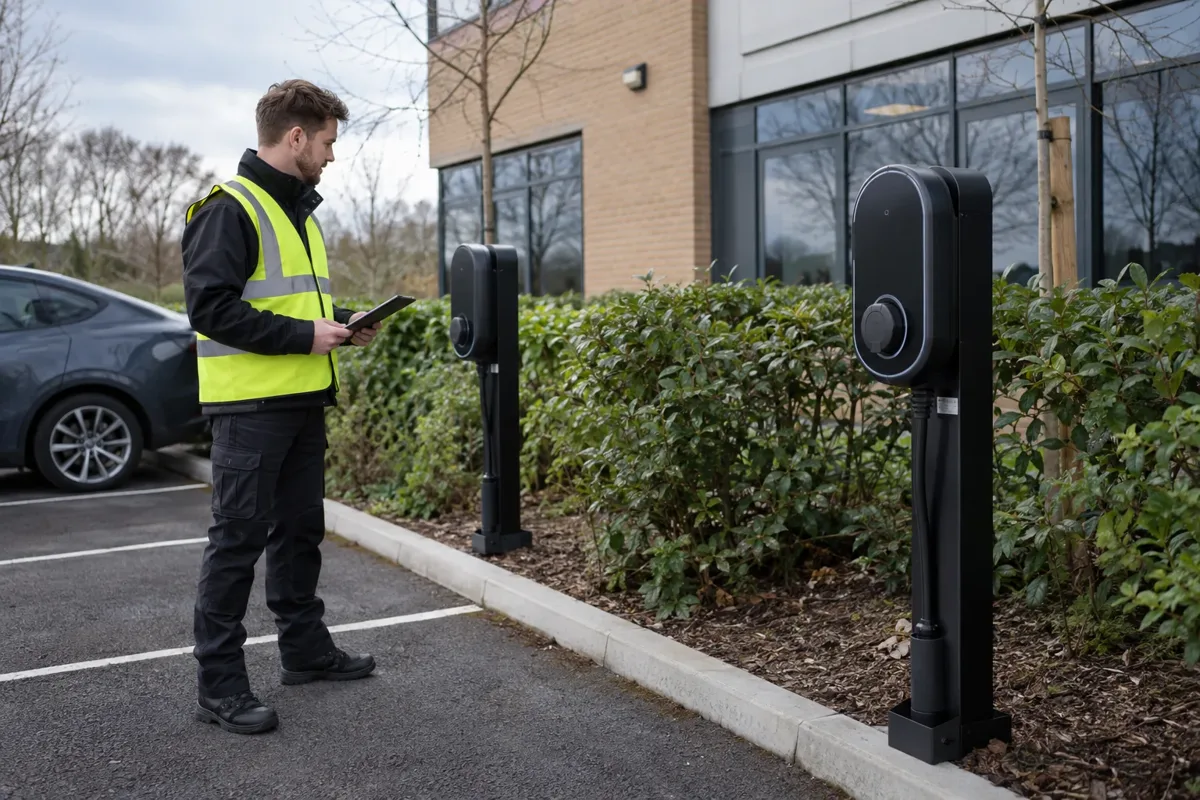Workplace EV charger installation work